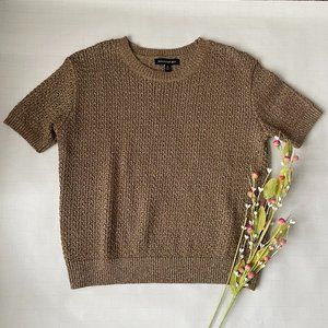 Banana Republic Metallic Gold Short Sleeve Cropped Sweater Size XS